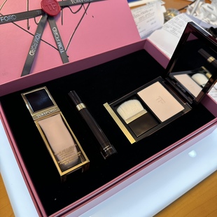 TF 彩妆套装七夕礼盒修颜蜜粉02#奢金粉底液口红唇膏绝版唇釉礼盒