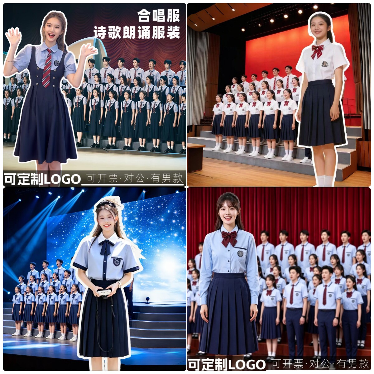 初高中生毕业班服套装合唱朗诵图片