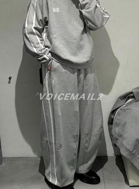 Needles Track HD LHP pants蝴蝶宽版毛圈灰色阔腿长裤运动卫裤