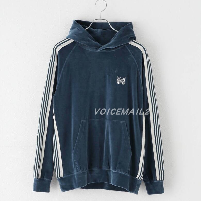 needles蝴蝶刺绣丝绒织带帽衫美式复古小众潮牌男女套头连帽卫衣