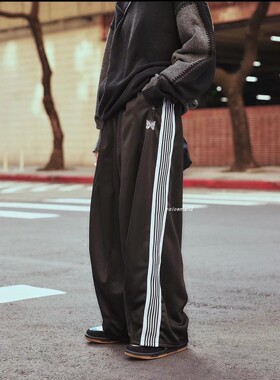 NEEDLES H.D. Track Pant复古蝴蝶阔腿裤宽版织带休闲运动长裤