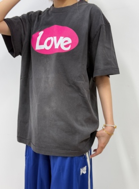 Nic Saint Michael日系复古LOVE骷髅印花宽松男女潮牌休闲短袖T恤