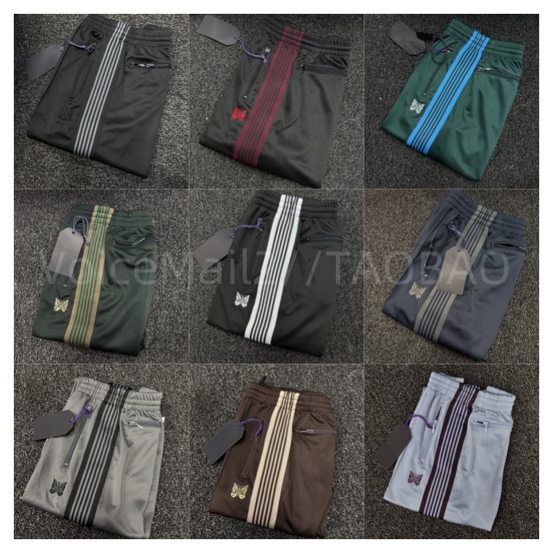 Needles track pant蝴蝶裤潮牌美式男女宽松休闲织带直筒运动长裤