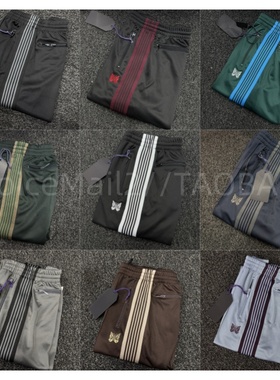 Needles track pant蝴蝶裤潮牌美式男女宽松休闲织带直筒运动长裤