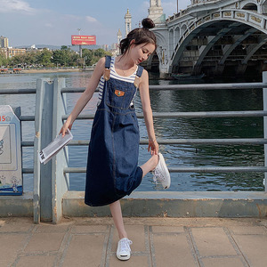 2023夏女装背带裙宽松牛仔连衣裙休闲小个子显瘦牛仔裙吊带连衣裙,女装连衣裙,铱本正襟