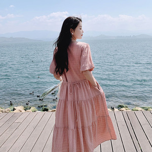 2023夏季郁金香旅游连衣裙法式小香风清凉蛋糕裙女海边渡假中长裙图片