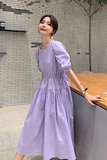 纯色短袖高腰甜美连衣裙P85k138，女装连衣裙，铱本正襟