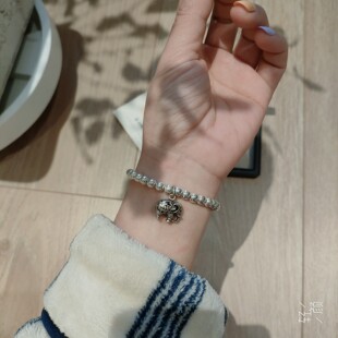 S925银珠原创设计 好运小象复古雕刻银珠实心葫芦纯银手绳手链