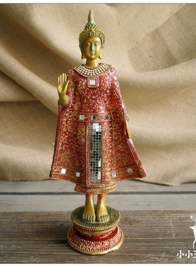 红色泰国东南亚风会所禅意佛像