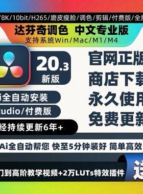 远程安装davinciresolve达芬奇软件20.3 中文专业版studio WinMac