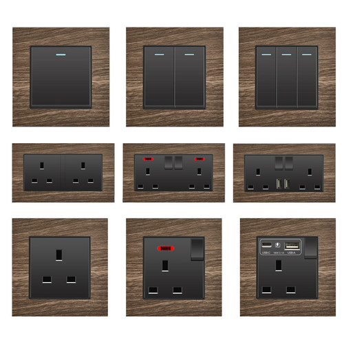 13a英式电制面板插座USB灯制开关