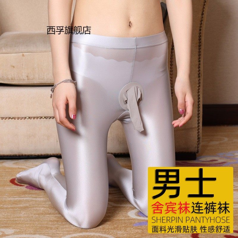 舍宾袜车模丝袜诱惑性感美腿连裤袜闪光舞蹈袜高光jj套男士伪娘