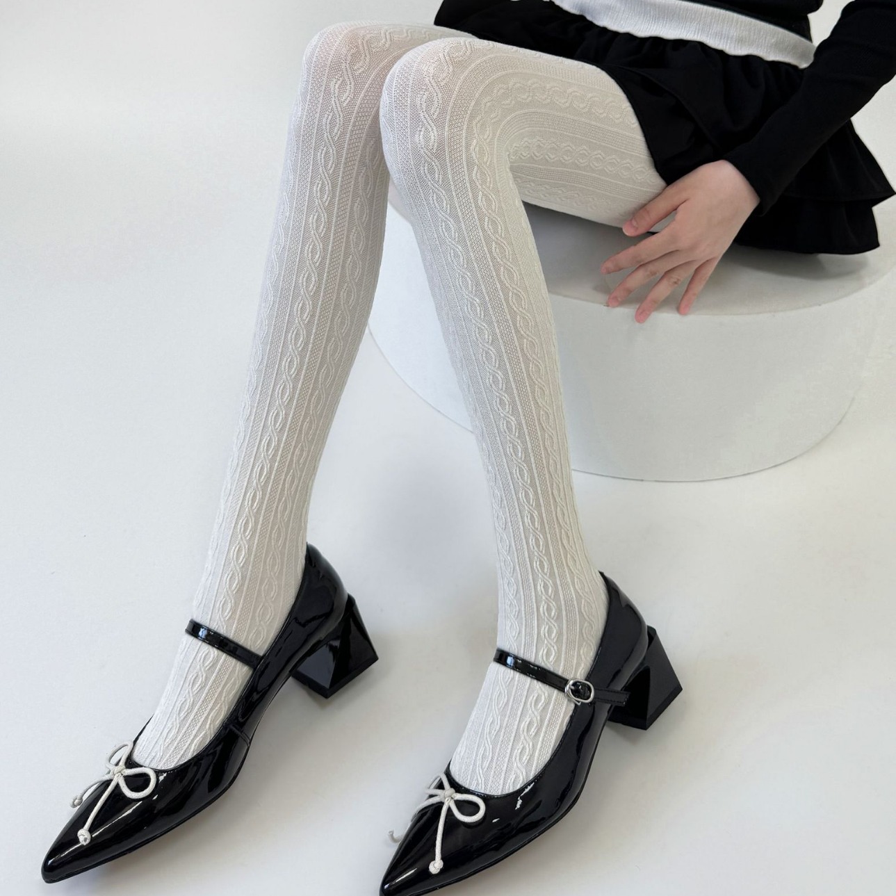 复古暗纹麻花连裤袜女春秋中厚款