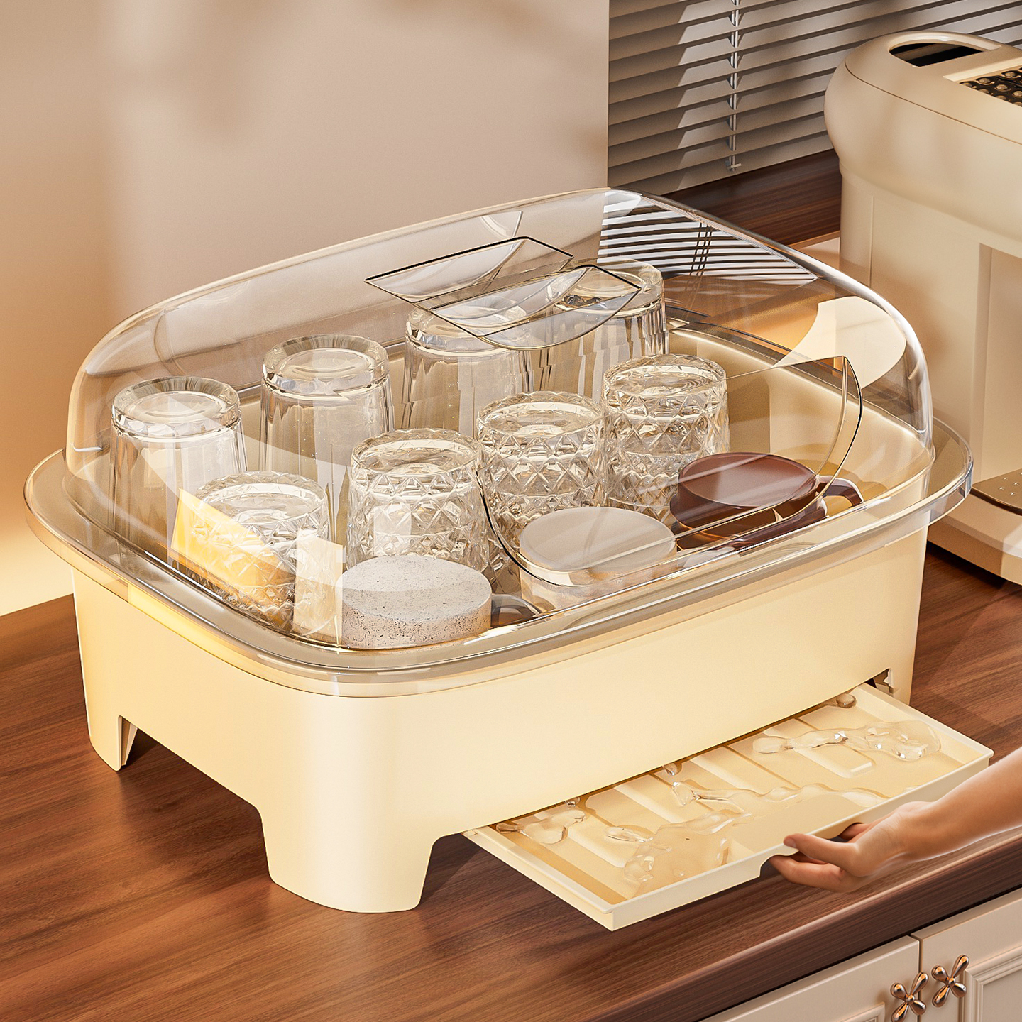 杯子收纳置物架防尘水杯沥水架