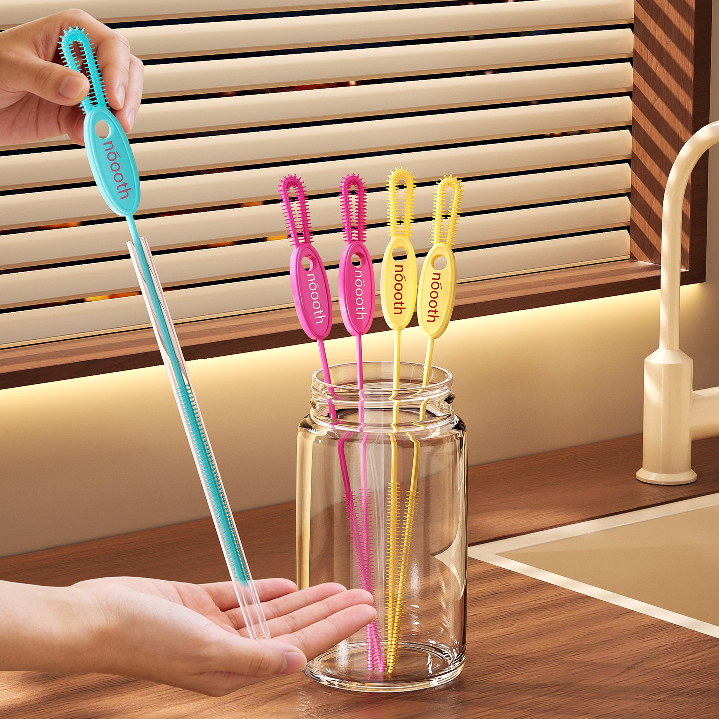 二合一硅胶吸管刷加长奶瓶盖清洗刷水杯缝隙专用清洁神器长柄刷子,家庭/个人清洁工具,厨房用刷,淘宝优惠券,粉丝福利购,淘宝优惠卷