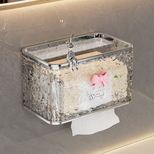 轻奢纸巾盒家用卫生间壁挂式厕所卷纸收纳盒多功能防水高档抽纸盒