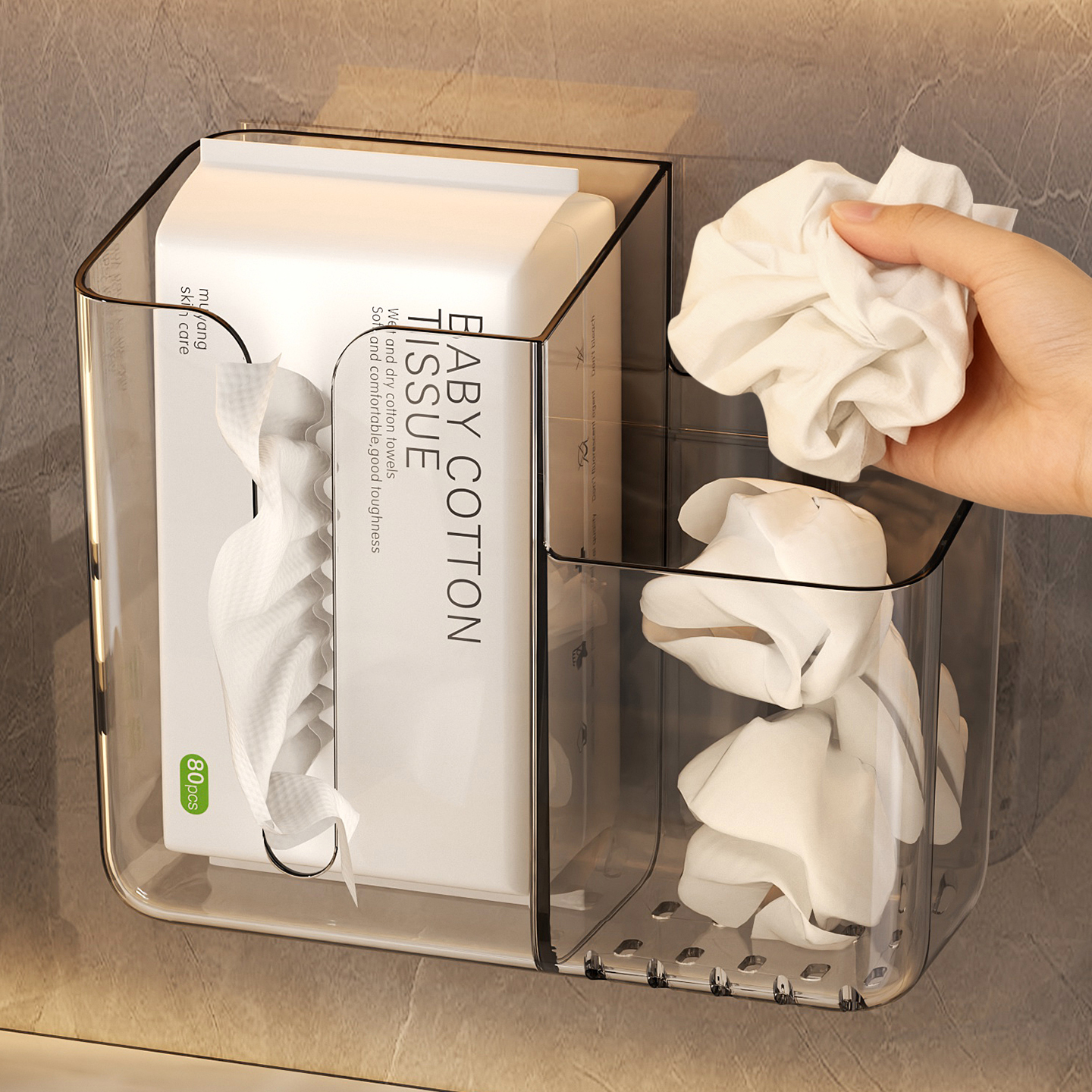 壁挂式洗脸巾收纳盒多功能置物架