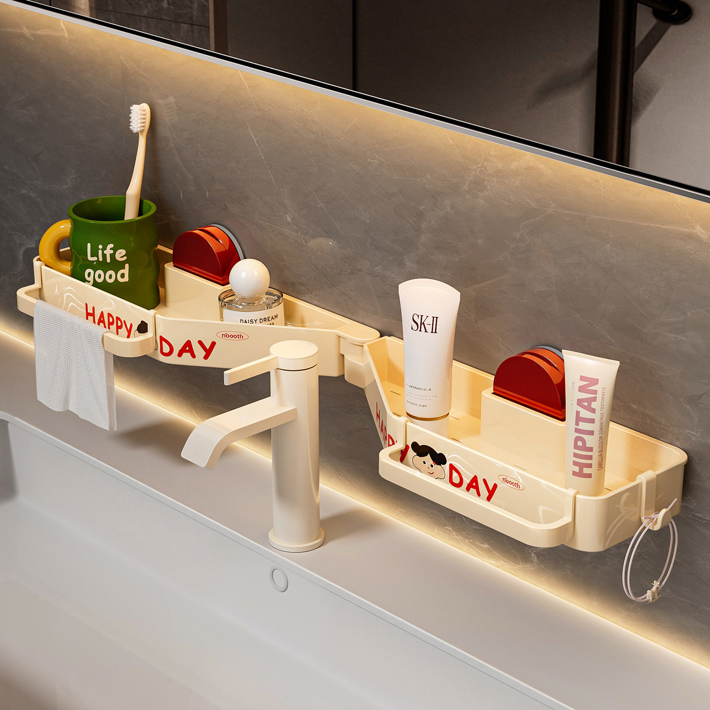 吸盘洗手台置物架卫生间水龙头墙上收纳神器免打孔浴室转角收纳架