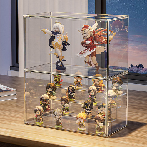 手办展示盒家用娃娃公仔防尘亚克力展示架桌面泡泡玛特透明展示柜
