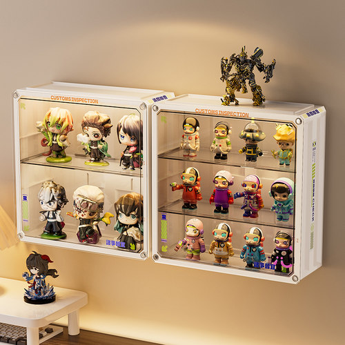 壁挂式盲盒手办防尘收纳展示架