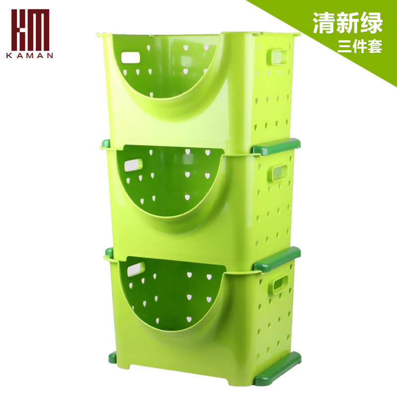 kaman 储物整理架置物架水果筐厨房收纳架 家居塑料收纳篮子大号