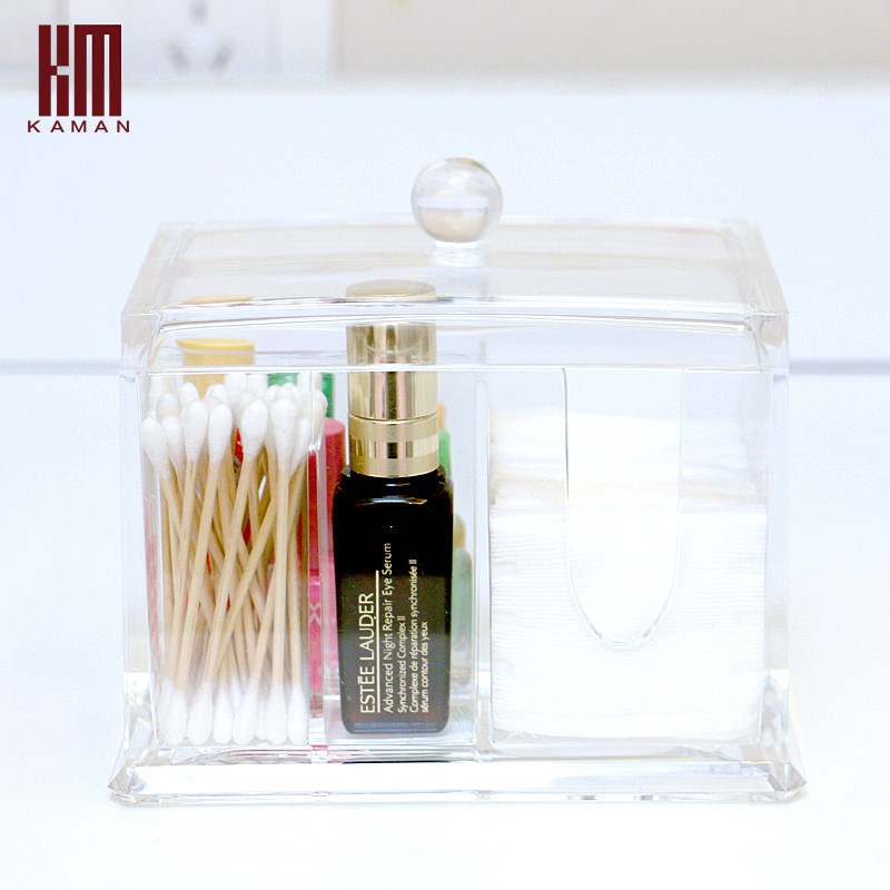 kaman棉签盒透明化妆棉盒化妆品收纳盒多功能储物盒牙签盒首饰盒
