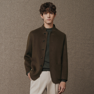 羊毛呢夹克男短款 立领新中式 呢子大衣秋冬外套 羊毛羊绒 澳嘉