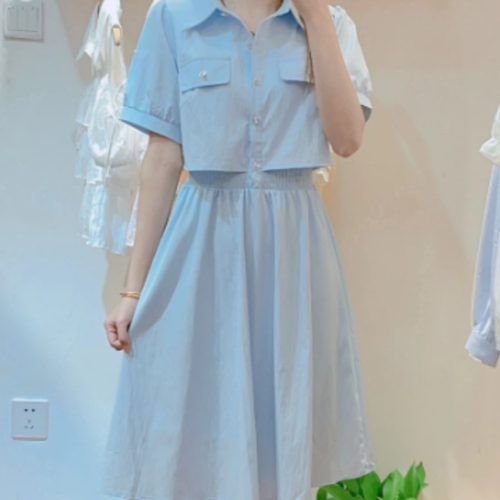 假两件短袖连衣裙女2025夏季新款