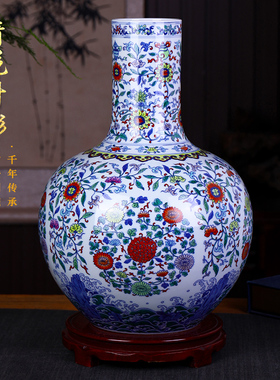 大花瓶景德镇斗彩客厅玄关摆件