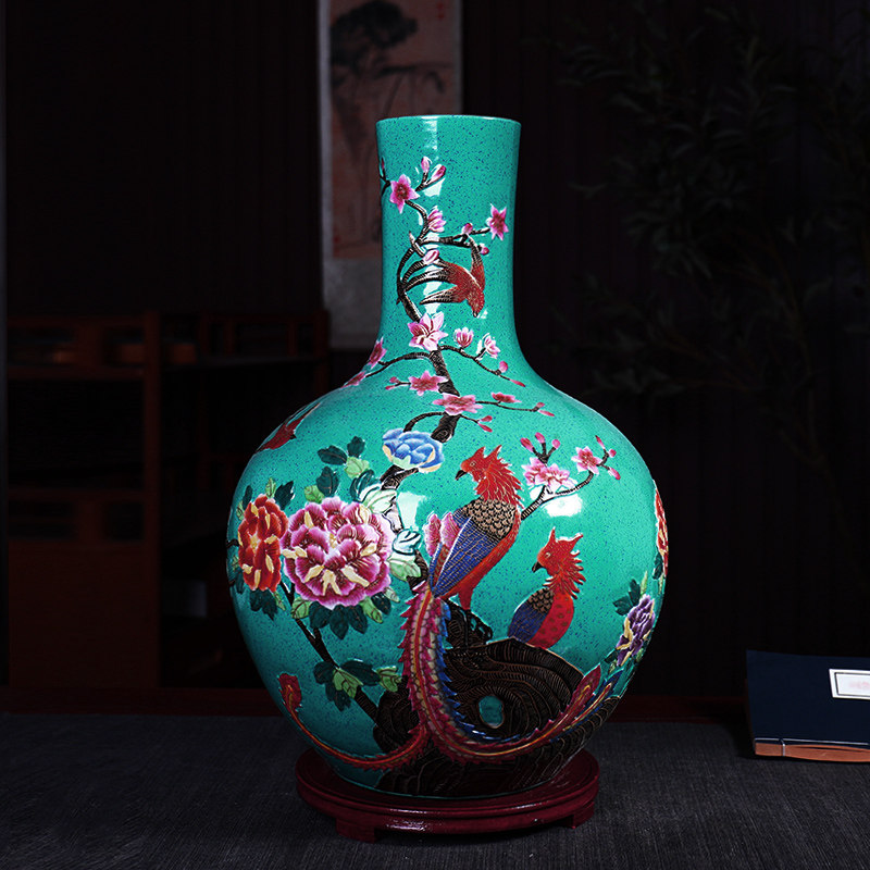 蓝色电视柜花瓶景德镇陶瓷