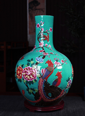 蓝色电视柜花瓶景德镇陶瓷