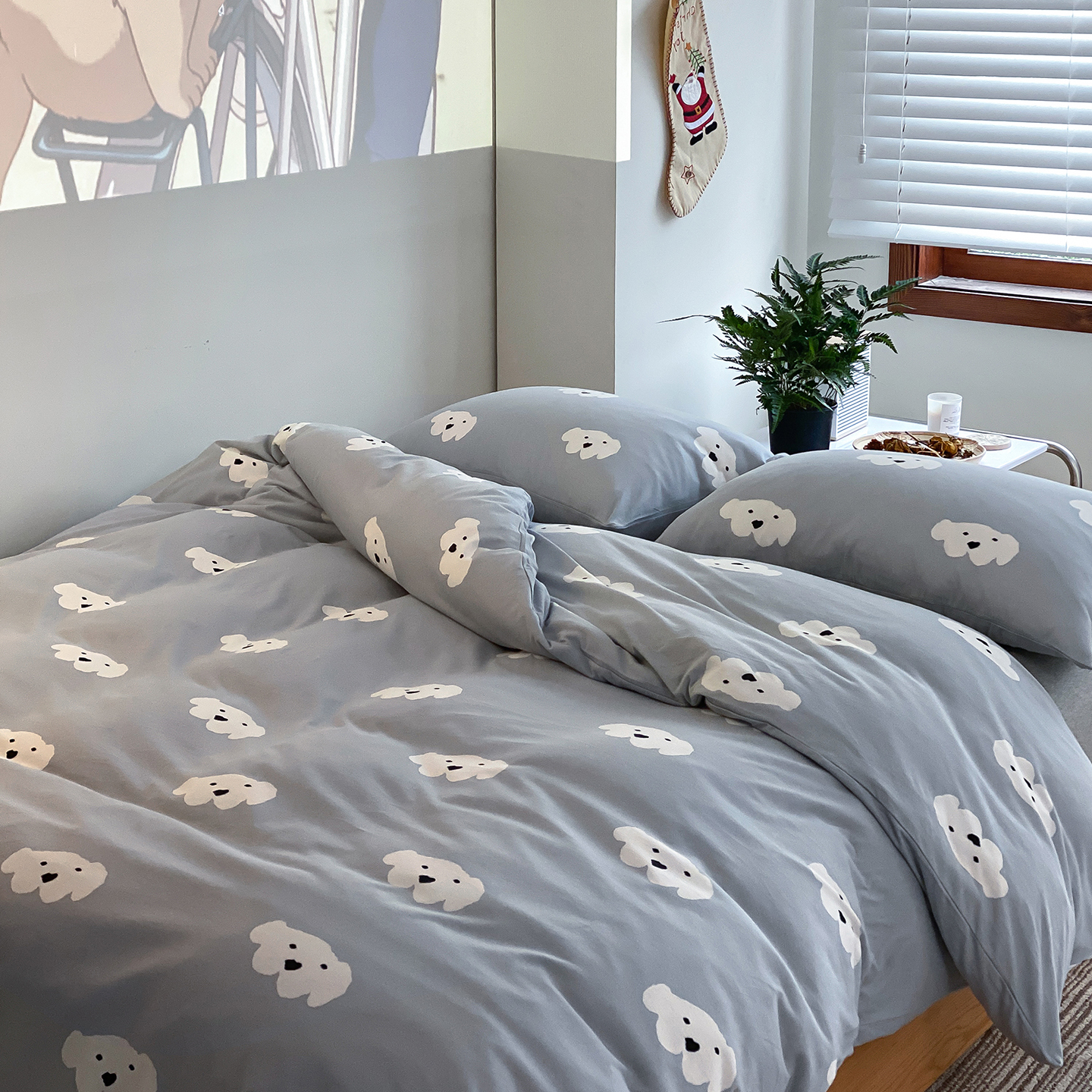 A类柔软可裸睡针织棉印花全棉四件套 卡通全棉棉床单被套床上用品