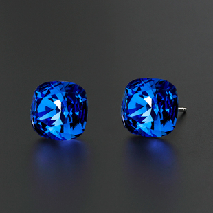钻石耳钉男纯银耳环潮个性 女耳丁简约蓝色小众设计感蓝钻高级耳饰