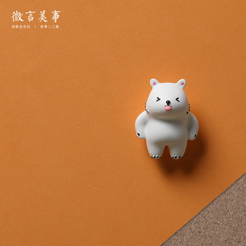 卡通可爱小白熊吐舌头图钉按钉 软木板毛毡板装饰 强磁磁铁钉