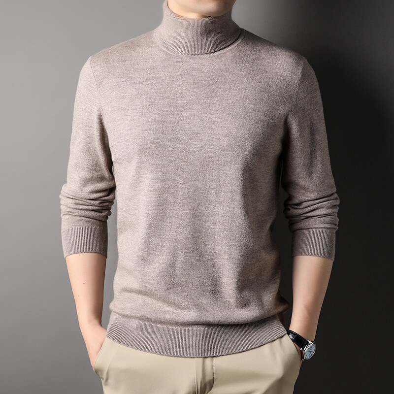 恒源祥羊绒衫男薄款可翻高领秋冬季毛衣2025新款羊毛衫男士爸爸装