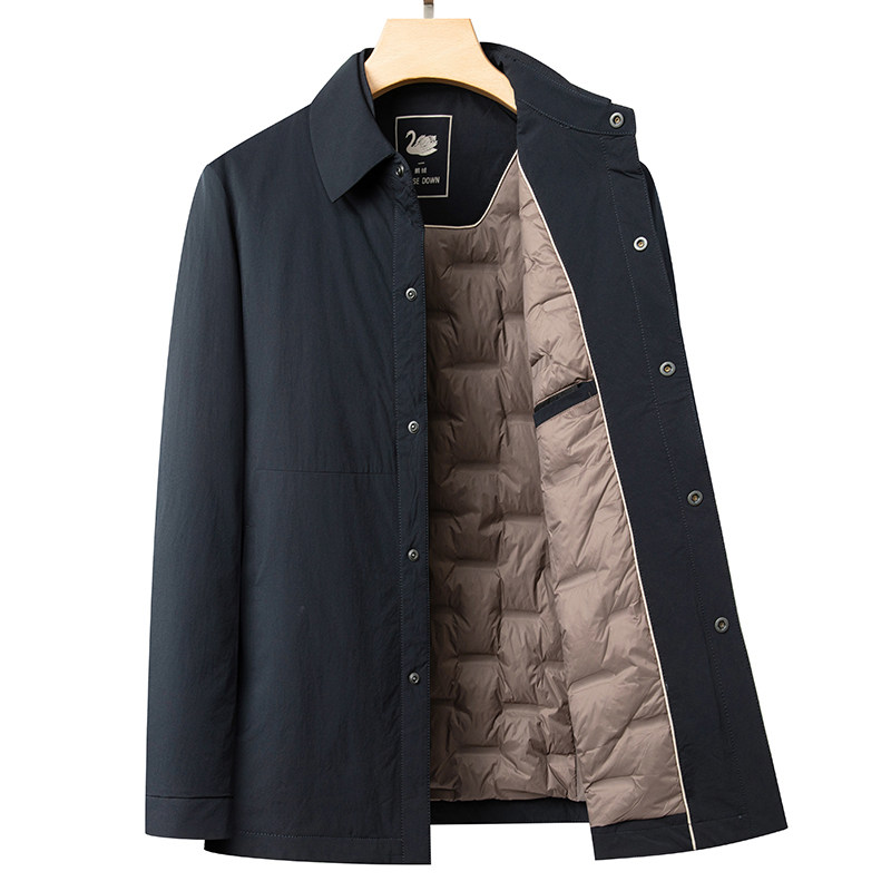 恒源祥白鹅绒羽绒服男轻薄2025秋冬新款商务休闲品牌正品夹克外套