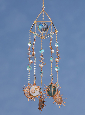 女孩房间浪漫太阳光捕手水晶挂件梦幻彩虹光影捕梦网空中吊坠挂饰