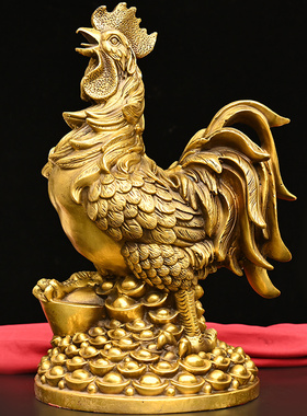 铜鸡摆件黄铜公鸡金鸡元宝鸡家居生肖吉祥物客厅装饰品工艺品摆设