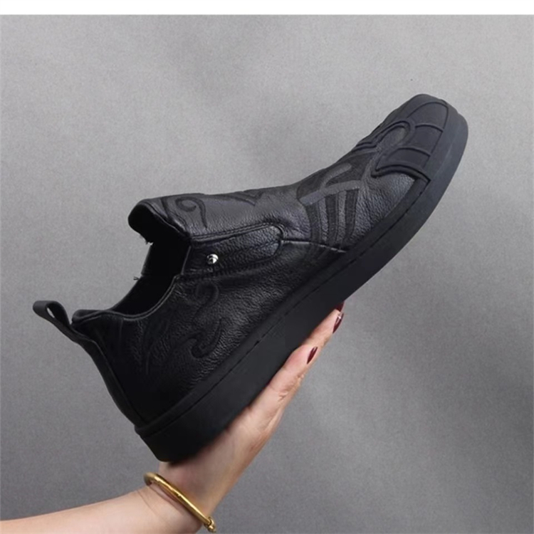 春季头层牛皮刺绣休闲风懒人鞋