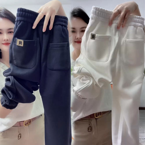 加绒加厚卫裤女秋冬新款运动休闲