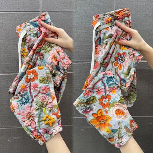 速干花裤 休闲九分裤 女宽松束脚哈伦裤 高腰显瘦抖抖裤 子 凉凉裤 夏季