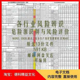 企业风险清单 各行业风险辨识 危险源辨识与风险清单 b02