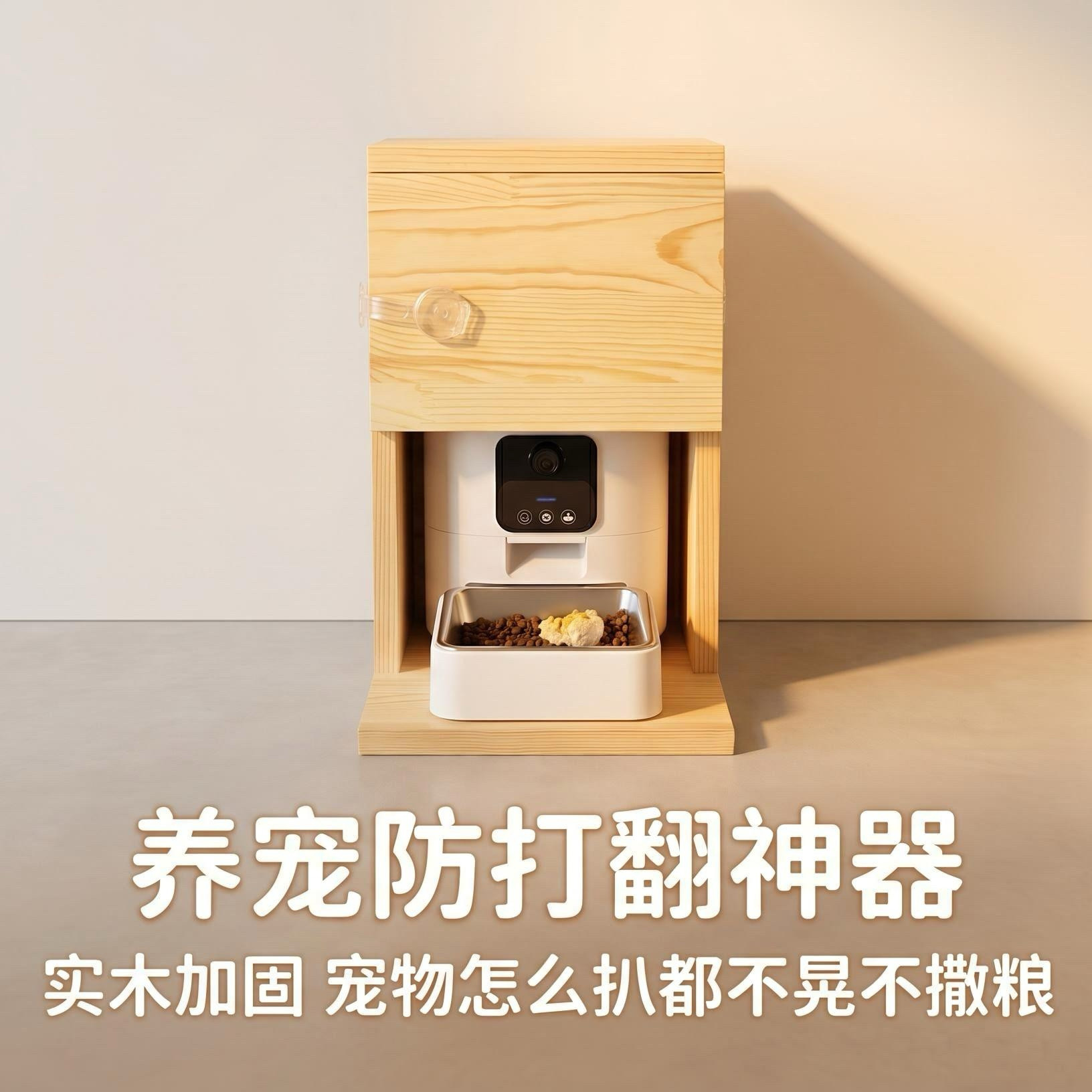 宠物智能喂食器防打翻固定木架定时投食器猫咪狗狗餐桌防打翻神器