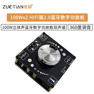 Sini 100Wx2立体声蓝牙5.0数字功放板双声道360度无极调音 Audio