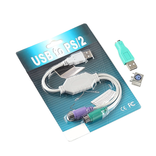 PS2插座公转USB母转接头PS2公圆头鼠标键盘接口转换器USB转PS2转