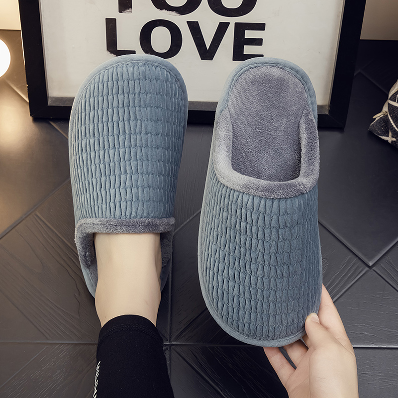 秋冬季家用拖鞋男女情侣居家室内防滑地板静音家居保暖布艺1119h