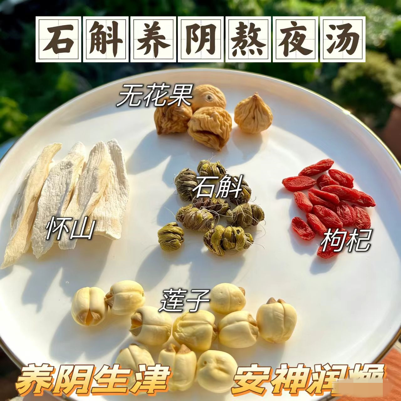 石斛莲子养阴熬夜汤加班追剧冒痘汤石斛清补凉肝火旺滋润广东汤水