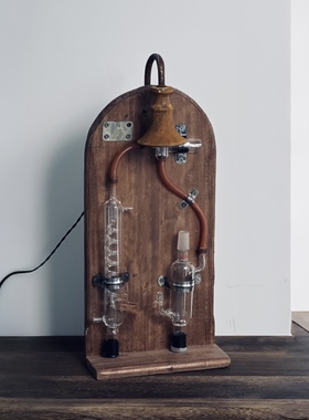 北欧手工实木艺术摆件黄铜工业中古玻璃试管创意桌搭台灯壁灯