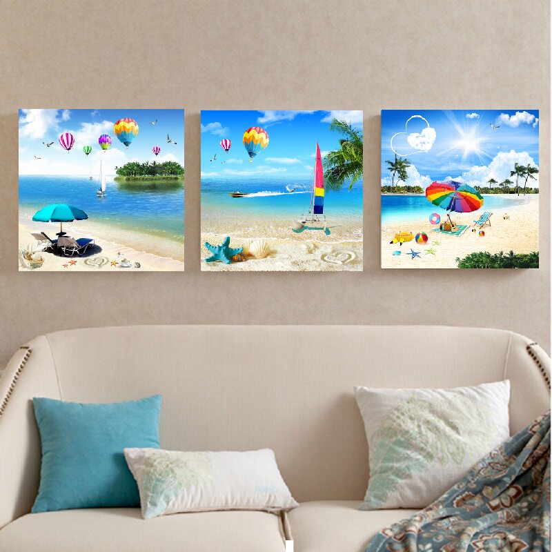 儿童房装饰画地中海风格走廊过道卧室床头挂画餐厅海滩海景墙壁画