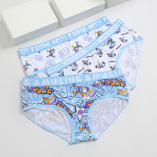 新品女士纯棉卡通内裤青年抗菌透气中腰三角可爱印花运动
